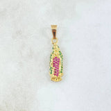 Dije Virgen de Guadalupe Silueta 1.65gr / 2.8cm / Circones Verdes Fucsia Oro Amarillo 18K