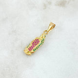 Dije Virgen de Guadalupe Silueta 1.65gr / 2.8cm / Circones Verdes Fucsia Oro Amarillo 18K