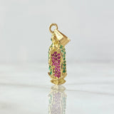 Dije Virgen de Guadalupe Silueta 1.65gr / 2.8cm / Circones Verdes Fucsia Oro Amarillo 18K