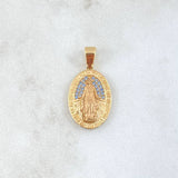 Dije Virgen María Medalla 2.55gr / 2.5cm / Circones Blancos Oro Amarillo 18K *