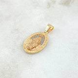 Dije Virgen María Medalla 2.55gr / 2.5cm / Circones Blancos Oro Amarillo 18K *