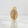 Dije Virgen María Medalla 2.55gr / 2.5cm / Circones Blancos Oro Amarillo 18K *
