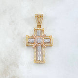 Dije Cruz Bastion Sagrado 9.45gr / 4.7cm / Circones Blancos Tres Oros 18K *