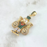 Dije Pato Bolsas de Dinero 16.25gr / 4.9cm / Circones Blancos Verdes Negros Oro Amarillo 18K *