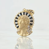 Dije Rostro de Jesús Aureola 8.15gr / 4.5cm / Circones Blancos Negros Oro Amarillo 18K *