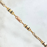 Pulso Rustico 5.4gr / 21cm / 4.3mm Cauchos Negros Tres Oros 18K *