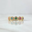 Anillo Media Halos 2.15gr / T6 1/2 / Circones Multicolor Oro Amarillo 18K *