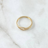 Anillo Nudo de Rizo 1.8gr / T7 1/4 / Circones Blancos Oro Amarillo 18K *