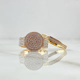 Anillo y Pisa Argolla Circulo Tupido Churumbela 8.05gr / T6 1/2 / Circones Blancos Dos Oros Amarillo Rosa 18K *