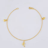 Tobillera Aro Seguido Dije 3.1g / 23.7cm / 1.8mm Oro Amarillo 18K