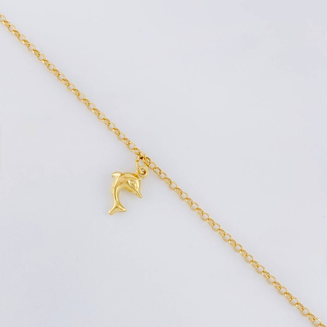 Tobillera Aro Seguido Dije 3.1g / 23.7cm / 1.8mm Oro Amarillo 18K