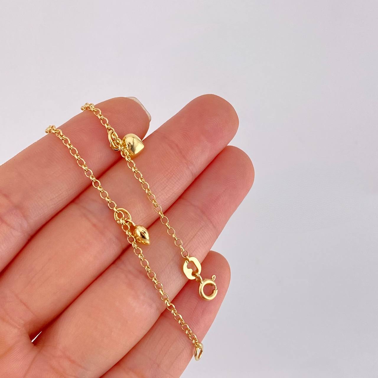 Tobillera Aro Seguido Dije 3.1g / 23.7cm / 1.8mm Oro Amarillo 18K