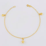Tobillera Aro Seguido Dije 3.05g / 23.7cm / 1.4mm Oro Amarillo 18K