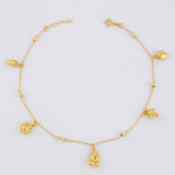 Tobillera Aro Seguido Dije 3.5g / 25cm / 0.6mm Oro Amarillo 18K