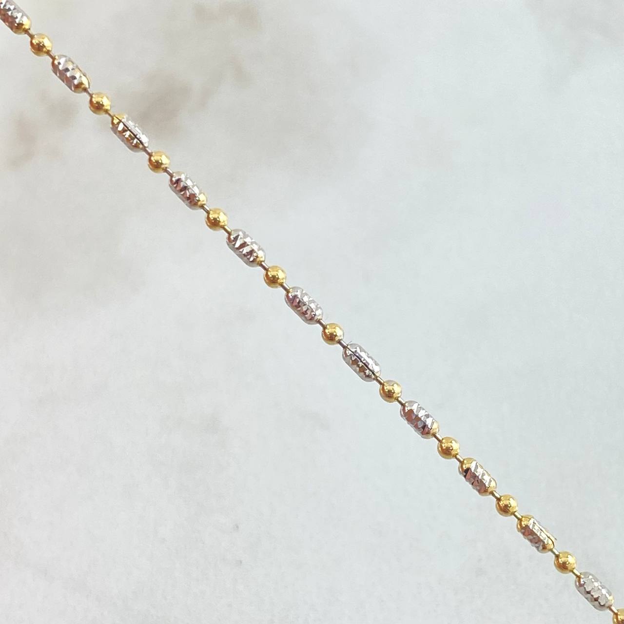 Cadena Morse 4.75gr / 50cm / Dos Oros Amarillo Blanco +3 18K