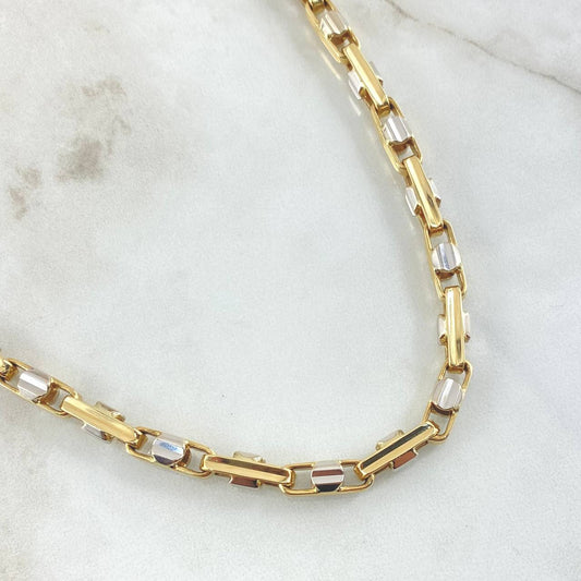Cadena Click Tornillo 81.4gr / 60cm / Dos Oros Amarillo Blanco +4 18K ©