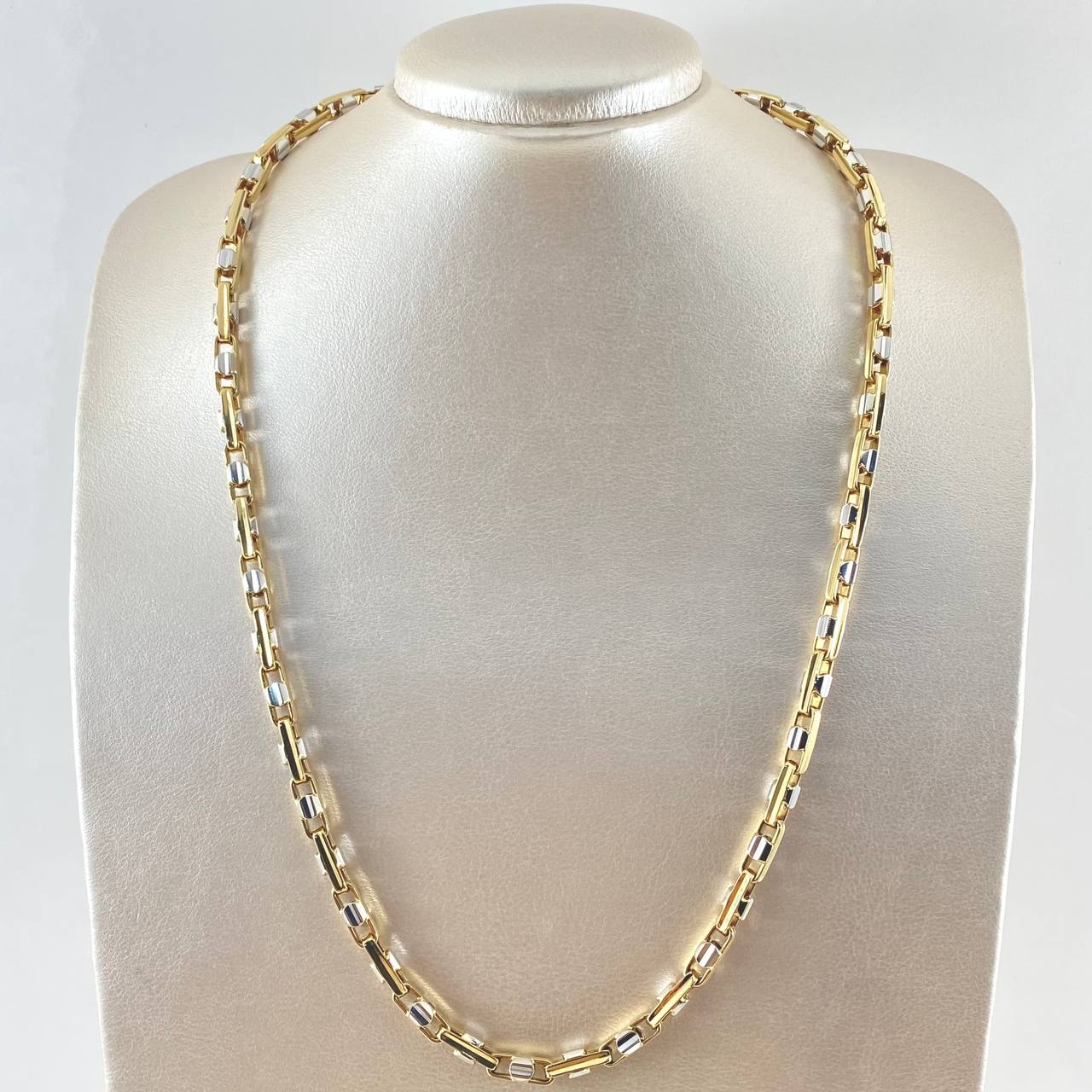 Cadena Click Tornillo 81.4gr / 60cm / Dos Oros Amarillo Blanco +4 18K ©