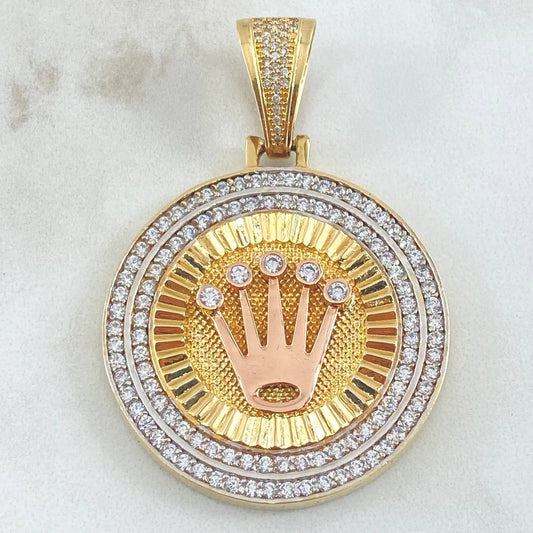 Dije Corona Rx 38.95gr / 5.8cm / Dos Oros Amarillo Blanco 18K ©