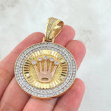 Dije Corona Rx 38.95gr / 5.8cm / Dos Oros Amarillo Blanco 18K ©