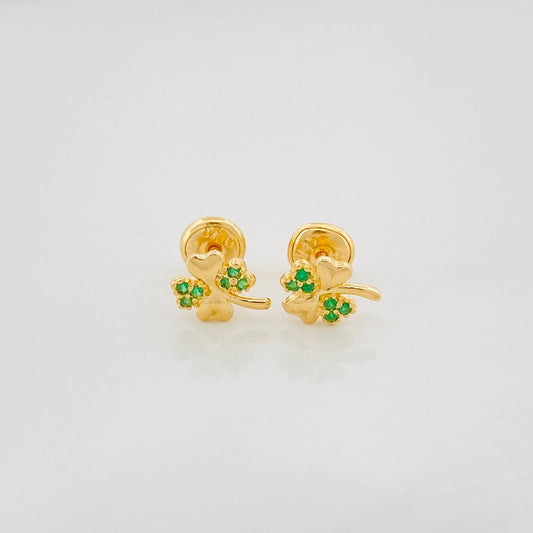 Topos Trebol Cuatro Hojas 1 g / 6.5 mm Oro Amarillo 18K
