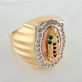 Anillo Virgen Guadalupe 5.75 g / T 7 3/4 Tres Oros 18K