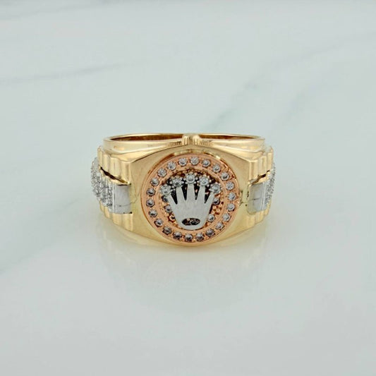 Anillo Cinturon Corona 8.15gr / T9 3/4 / Tres Oros 18K %