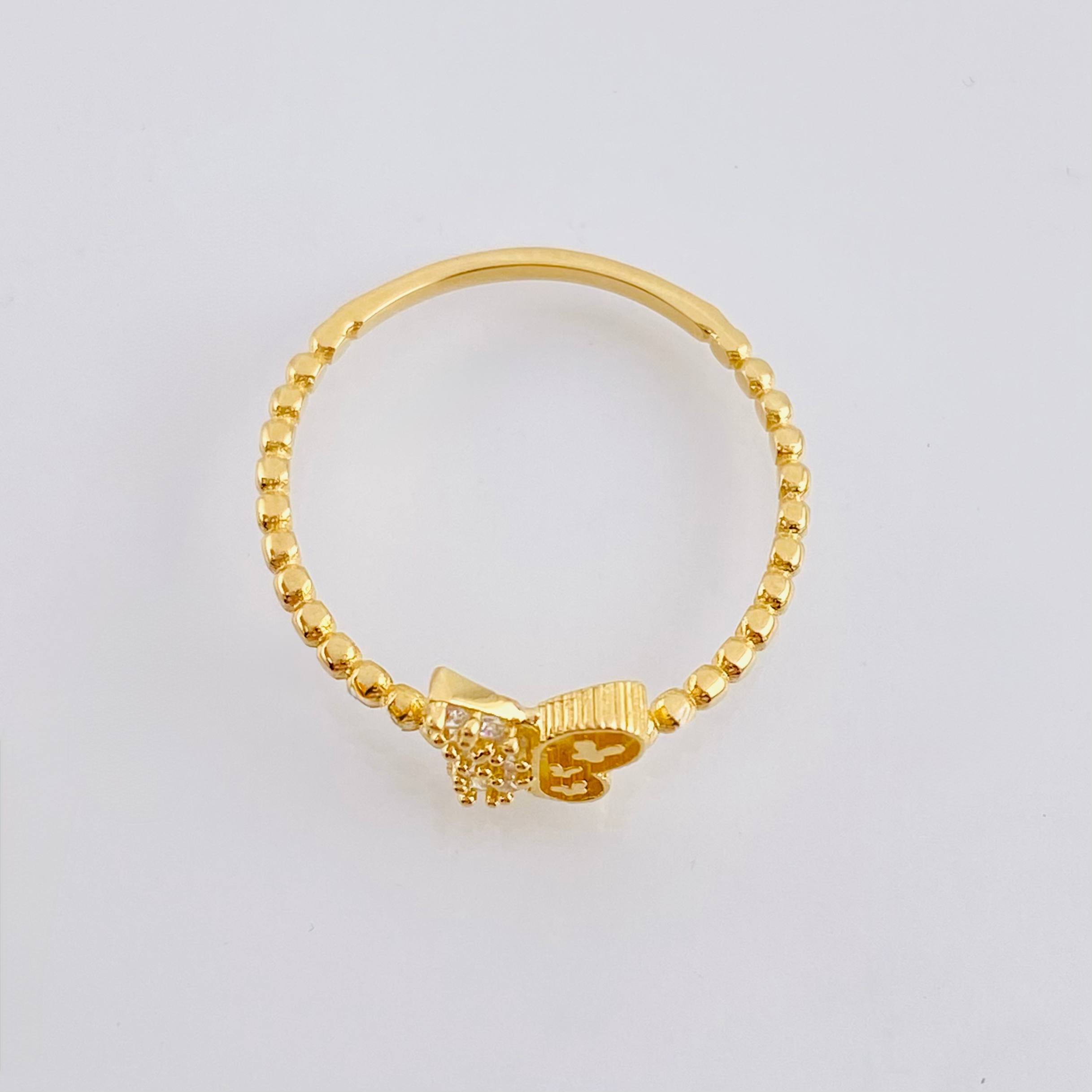 Anillo Mariposa Mate 1.3gr / T7 3/4 / Oro Amarillo 18K *