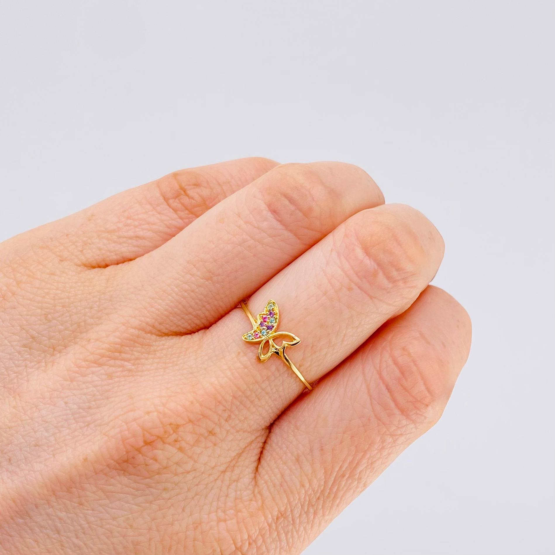 Anillo Mariposa Mate 1.3gr / T8 / Oro Amarillo 18K ©