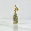 Dije Botella de Champagne 4.4gr / 3.6cm / Circones Verdes Oro Amarillo 18K *