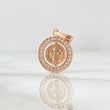 Dije San Benito En Aro Móvil 1.9gr / 2.3cm / Circones Blancos Oro Rosa 18K *