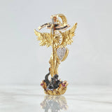 Dije San Miguel Arcángel Arcagel 18.4gr / 7.2cm / Silueta Circones Blancos Dos Oros Amarillo Rosa 18K *