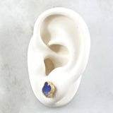 Topos Trébol VCyA 2.15gr / 8mm Azul Punteado Broche Mariposa Oro Amarillo Nac.Esp. 18K *