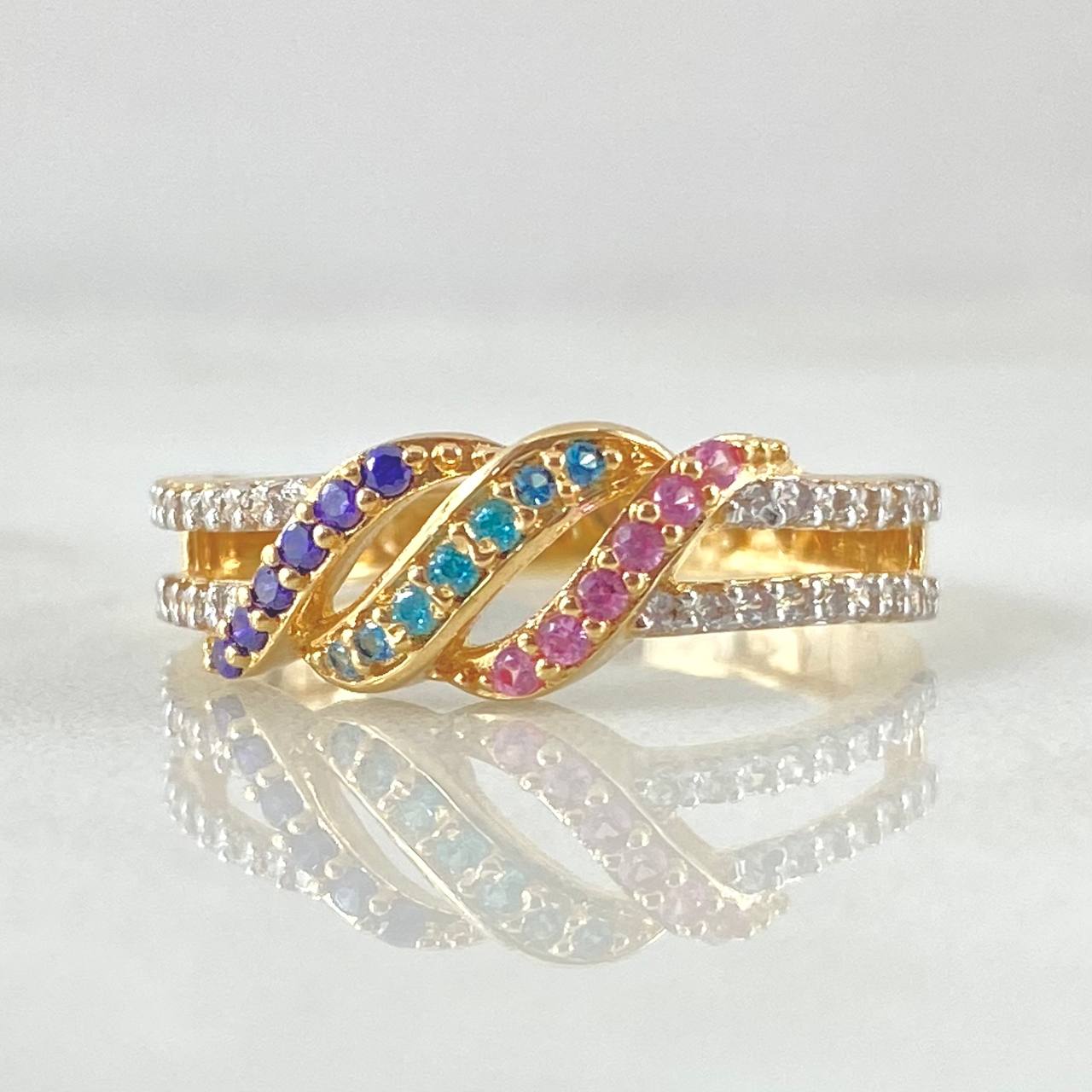 Anillo Carril Entrelazado 2.7gr / T7 1/2 / Oro Amarillo 18K ©