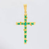 Dije Cruz Tronco Esmeraldas 5,10 Qts 6.7 g / 6.1 cm Oro Amarillo 18K