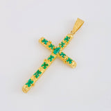 Dije Cruz Tronco Esmeraldas 5,10 Qts 6.7 g / 6.1 cm Oro Amarillo 18K