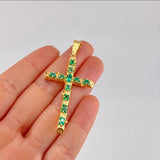 Dije Cruz Tronco Esmeraldas 5,10 Qts 6.7 g / 6.1 cm Oro Amarillo 18K