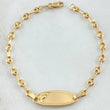 Pulso Bebé Placa Ovalada Huella Pie 1.95gr / 15cm / Oro Amarillo 18K