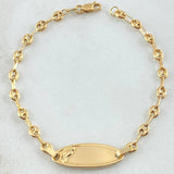 Pulso Bebé Placa Ovalada Huella Pie 1.95gr / 15cm / Oro Amarillo 18K