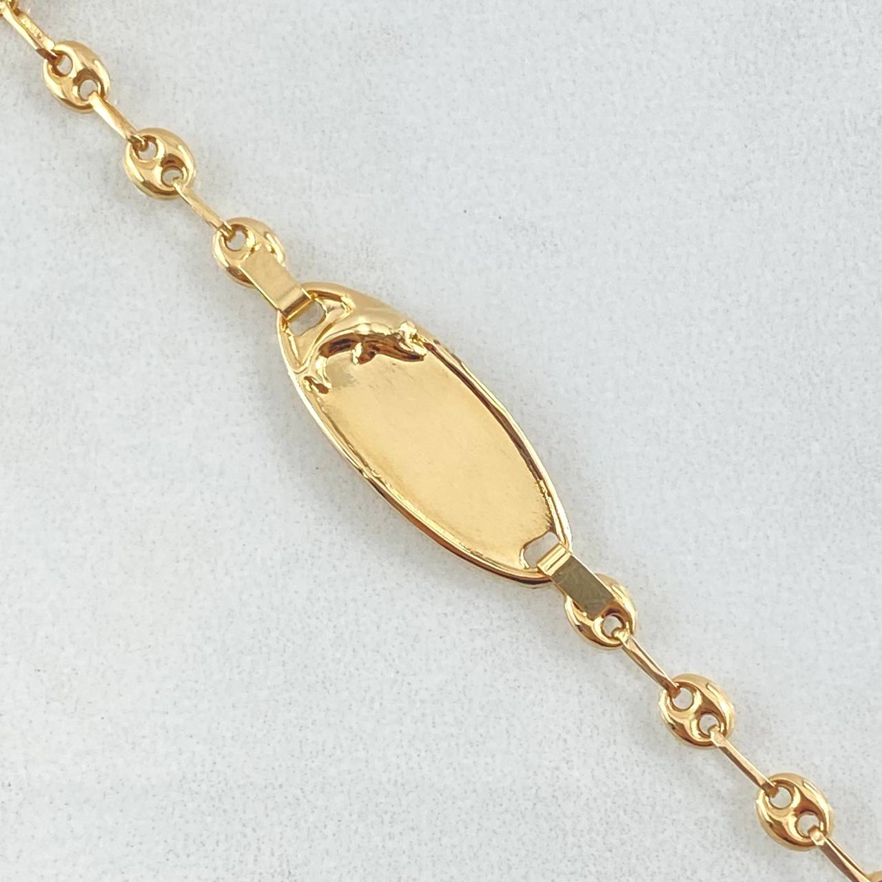 Pulso Bebé Placa Ovalada Delfin 1.95gr / 15cm / Oro Amarillo 18K