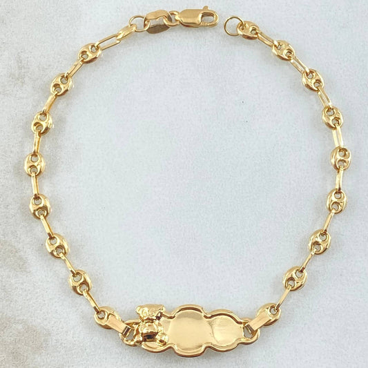 Pulso Bebé Placa Nube Oso 1.9gr / 15cm / Oro Amarillo 18K