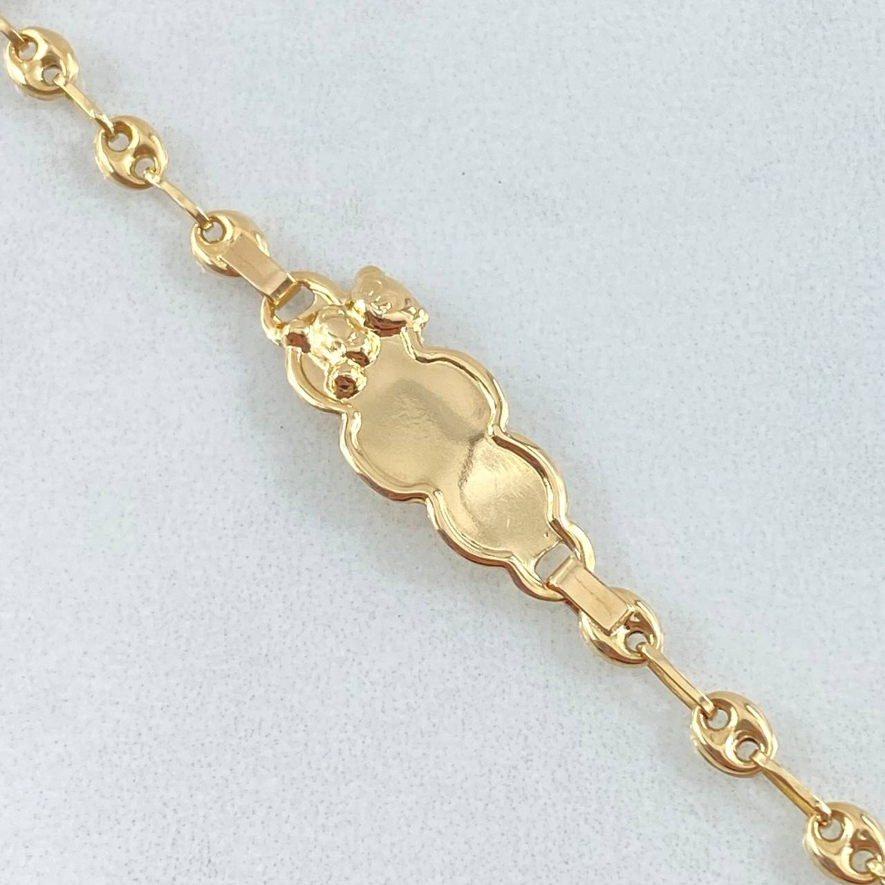 Pulso Bebé Placa Nube Oso 1.9gr / 15cm / Oro Amarillo 18K