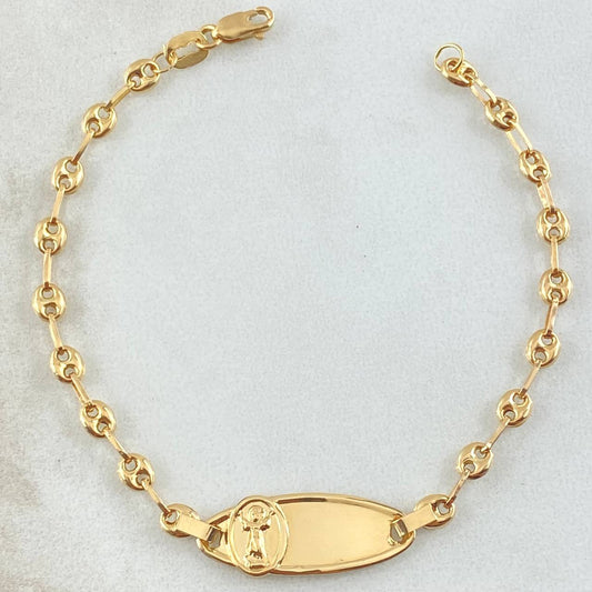 Pulso Bebé GC Placa Ovalada Divino Niño 2gr / 15.5cm / Oro Amarillo 18K ©