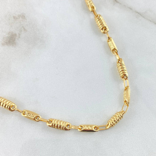 Cadena Rustica Tribal Cilindros 11.8gr / 70cm / Oro Amarillo 18K ©