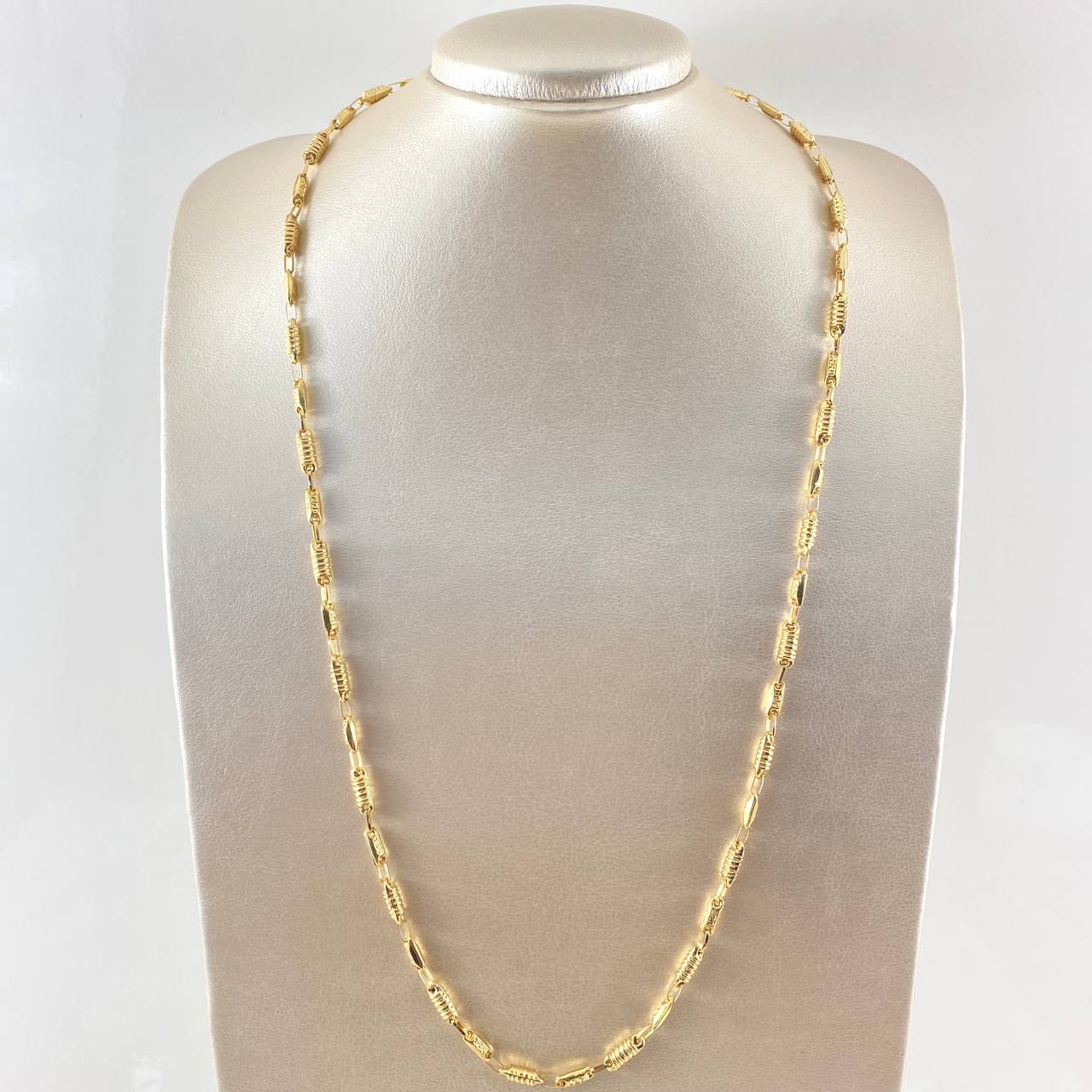 Cadena Rustica Tribal Cilindros 11.8gr / 70cm / Oro Amarillo 18K ©