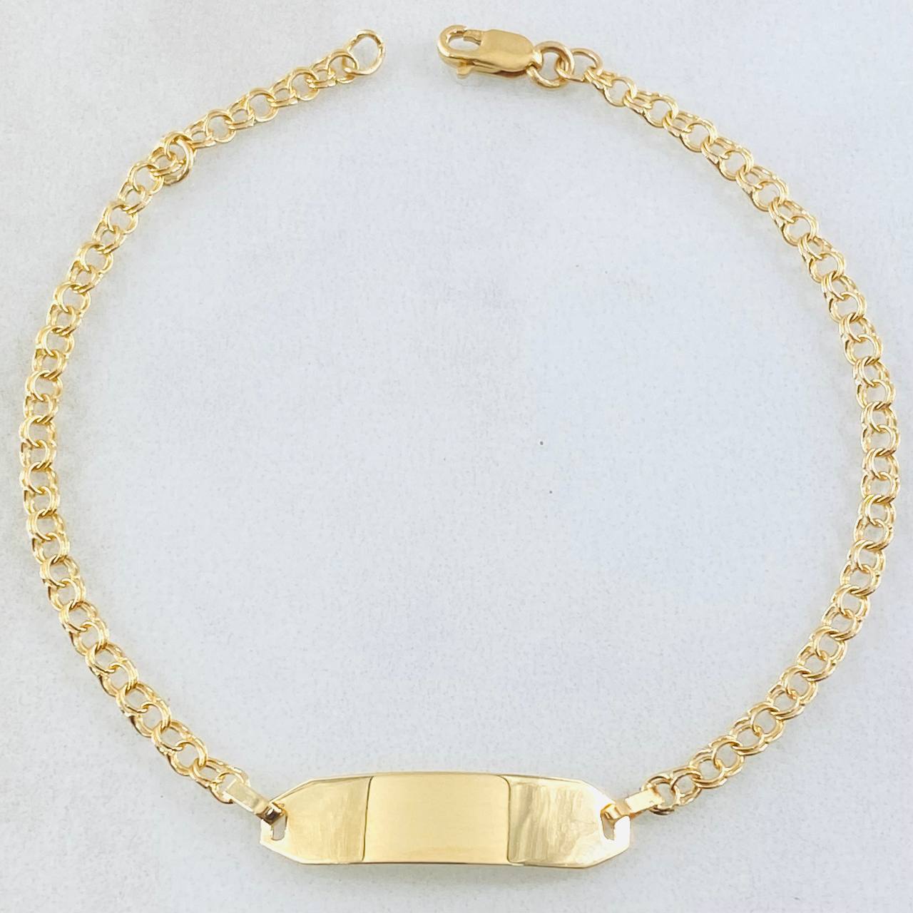 Pulso Bebé Placa Rectangular Curva 1.55gr / 16cm / Oro Amarillo 18K *