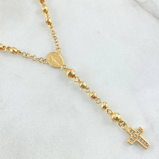 Rosario Cruz Latina Milagrosa 7.95gr / 55cm / Oro Amarillo 18K