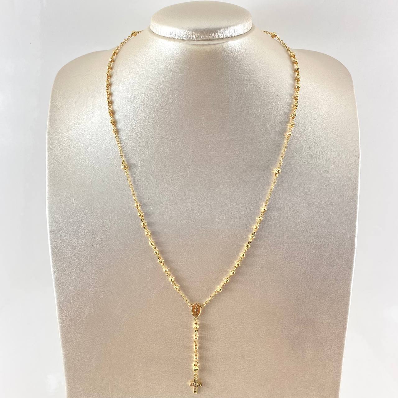 Rosario Cruz Latina Milagrosa 7.95gr / 55cm / Oro Amarillo 18K
