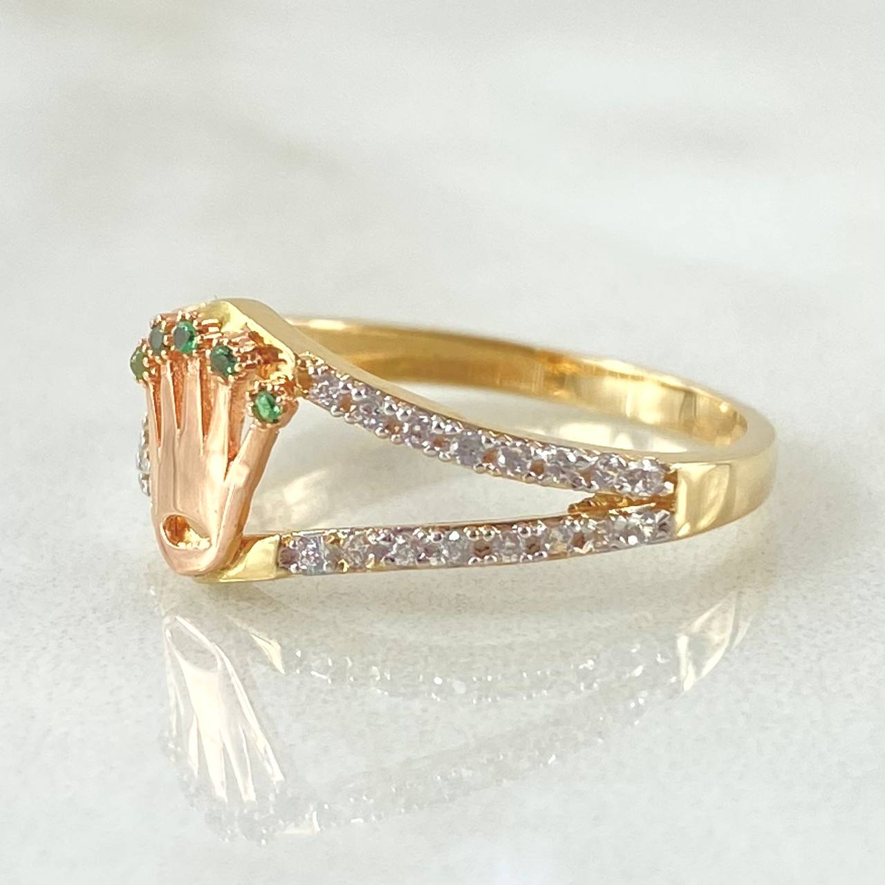 Anillo Corona 2.4gr / T8 / Dos Oros Amarillo Rosa 18K ©