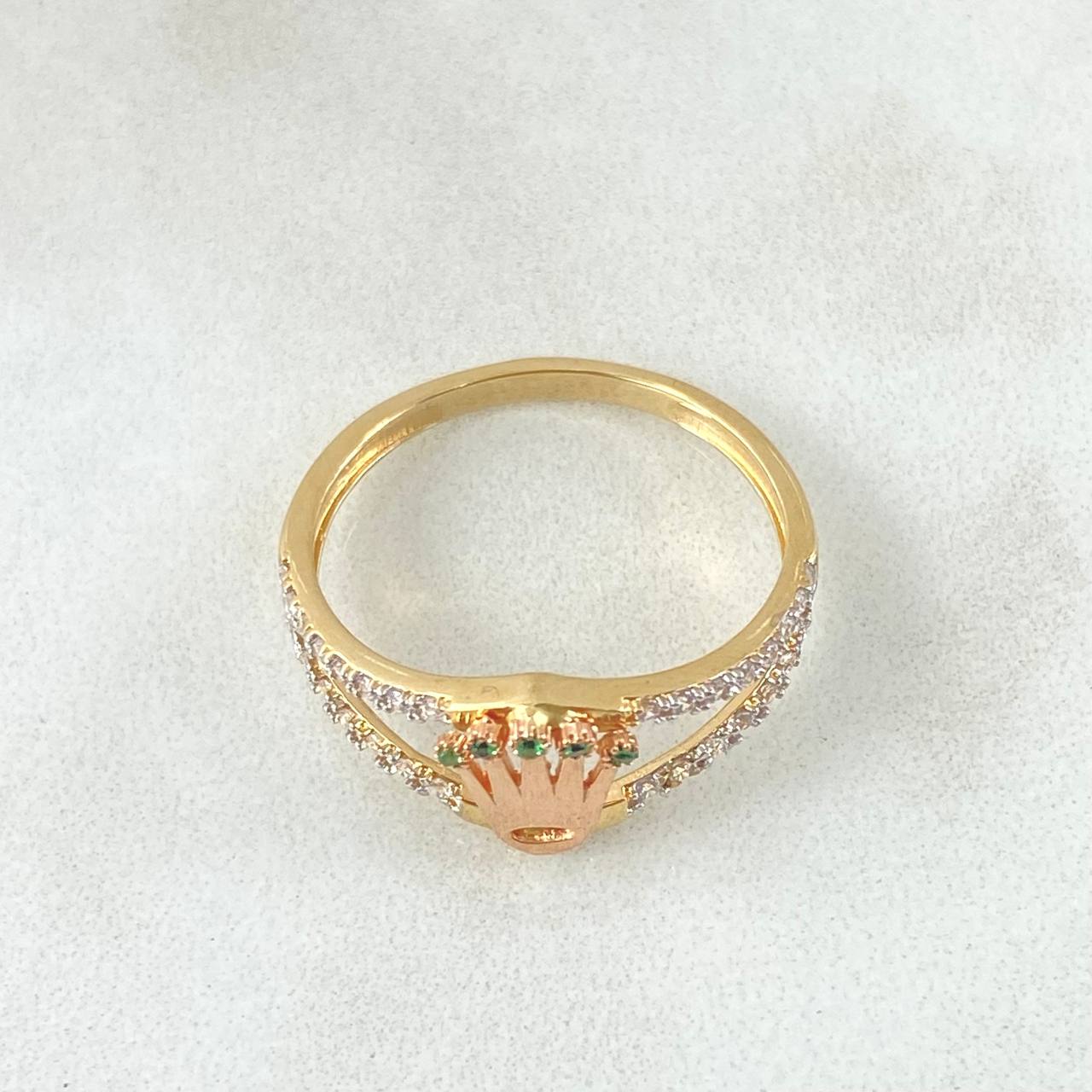 Anillo Corona 2.4gr / T8 / Dos Oros Amarillo Rosa 18K ©