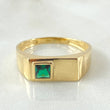 Anillo Rectangulo Bisel 4.6gr / T10 3/4 / Oro Amarillo 18K ©